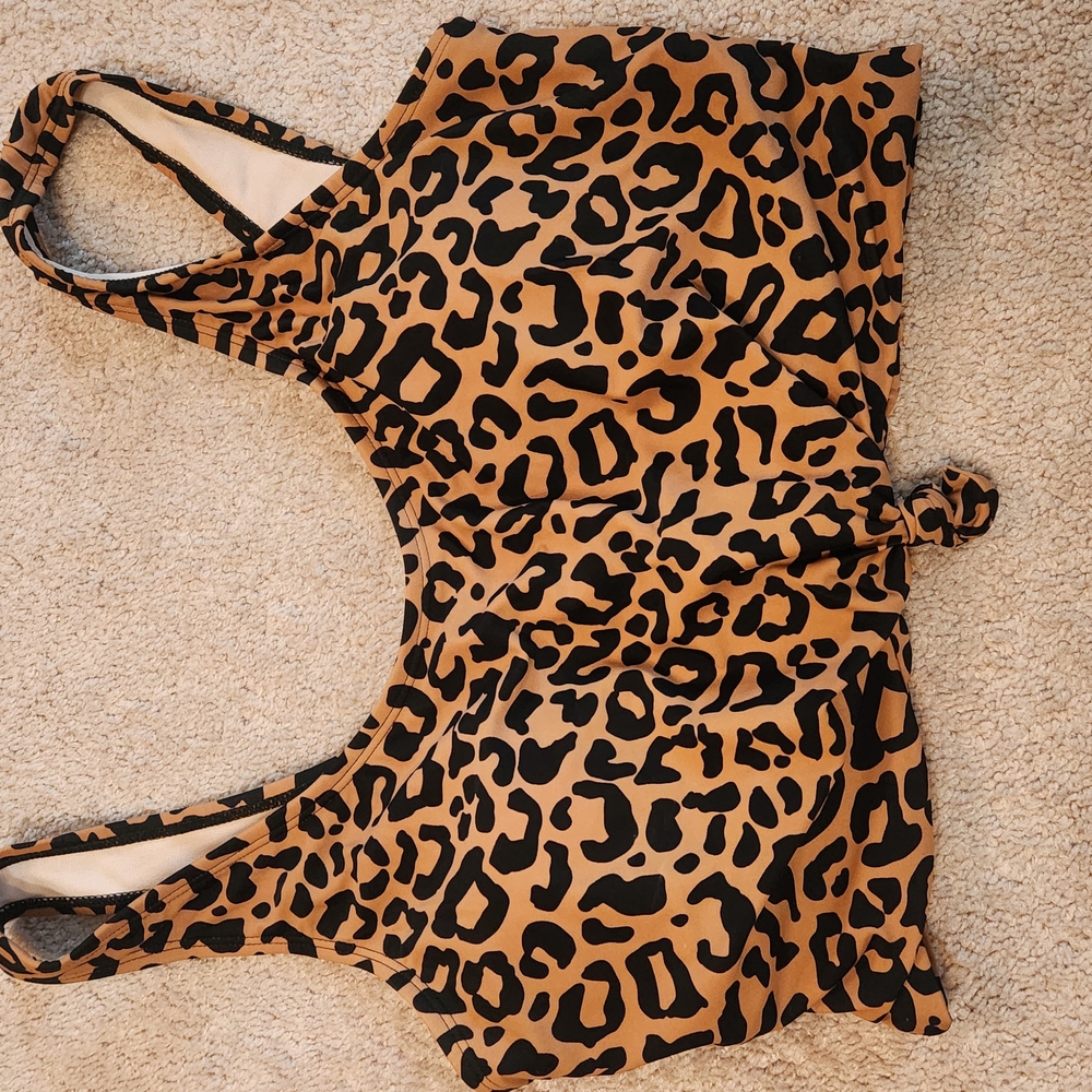 Coral Reef Leopard Print Swim Top